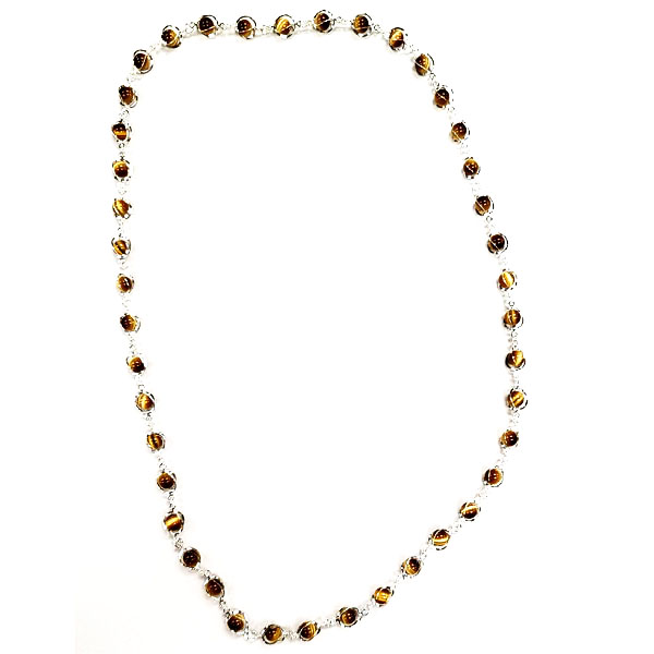 CAT'S EYE BROWN CAGE NECKLACE 32"